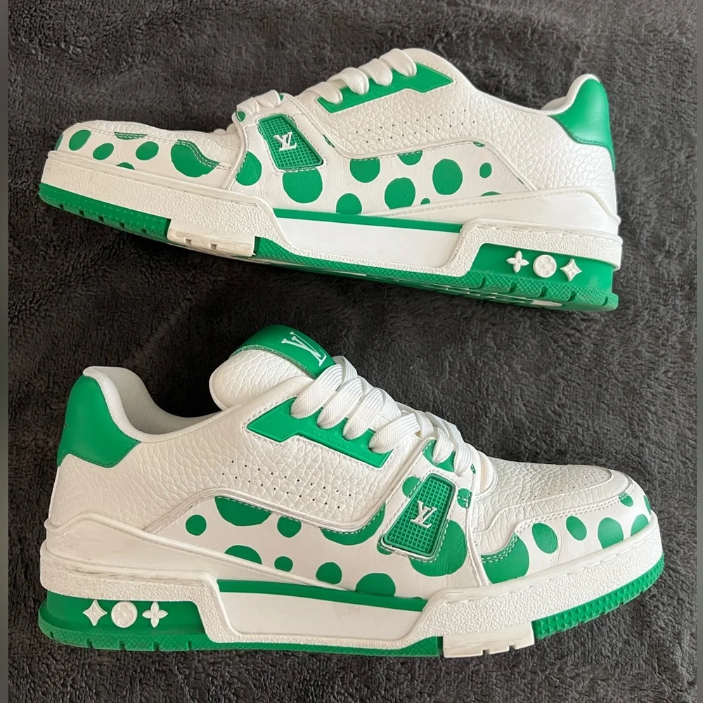 Louis Vuitton White and Green Athletic Shoes - Picture 4 of 12